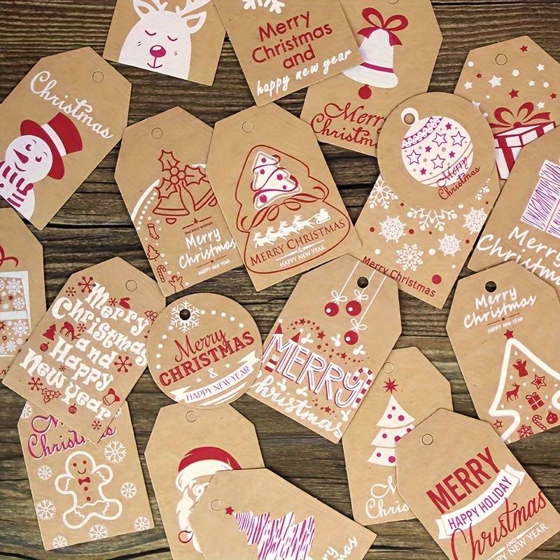 Gift Wrapping Tag Christmas Kraft Paper Tag Label Card Kraft - Temu